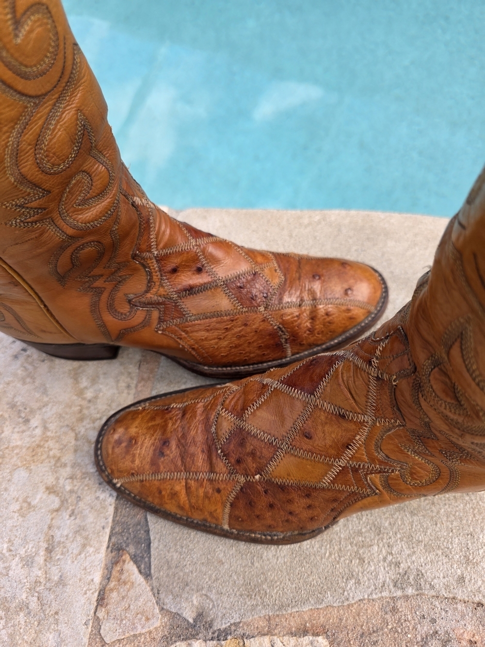 Vintage Ostrich  Leather Western Boots Mens 9.5D Womens 11 USA Made + Buckle - Picture 13 of 16